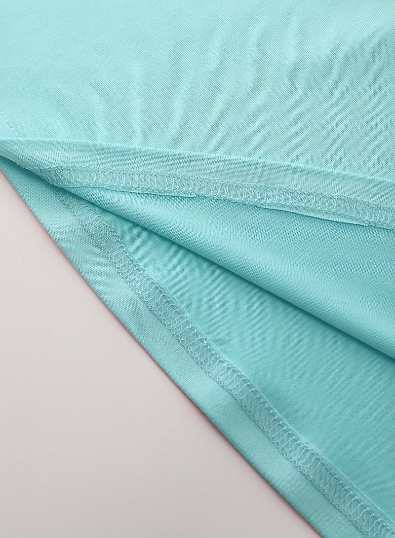Mesery Dress Cotton Short Sleves-BABYBLUE  - Image 5