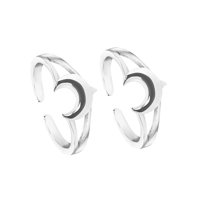 CLARA 925 Sterling Silver Hugo Toe Rings Pair | Size Adjustable | Gift for Women and Girls - Image 1