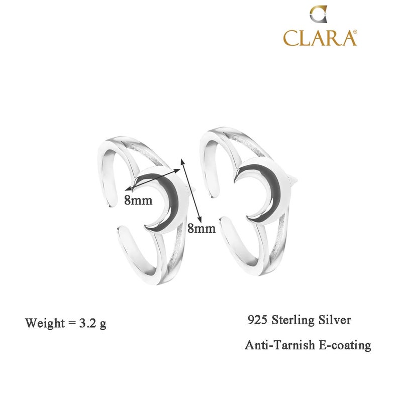 CLARA 925 Sterling Silver Hugo Toe Rings Pair | Size Adjustable | Gift for Women and Girls - Image 3