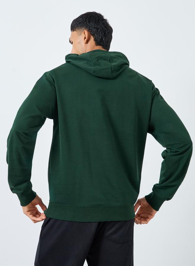 Styli Men Embroidered Green Relaxed Fit Hoodie - Image 4