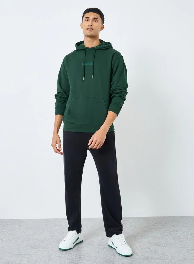 Styli Styli Men Embroidered Green Relaxed Fit Hoodie