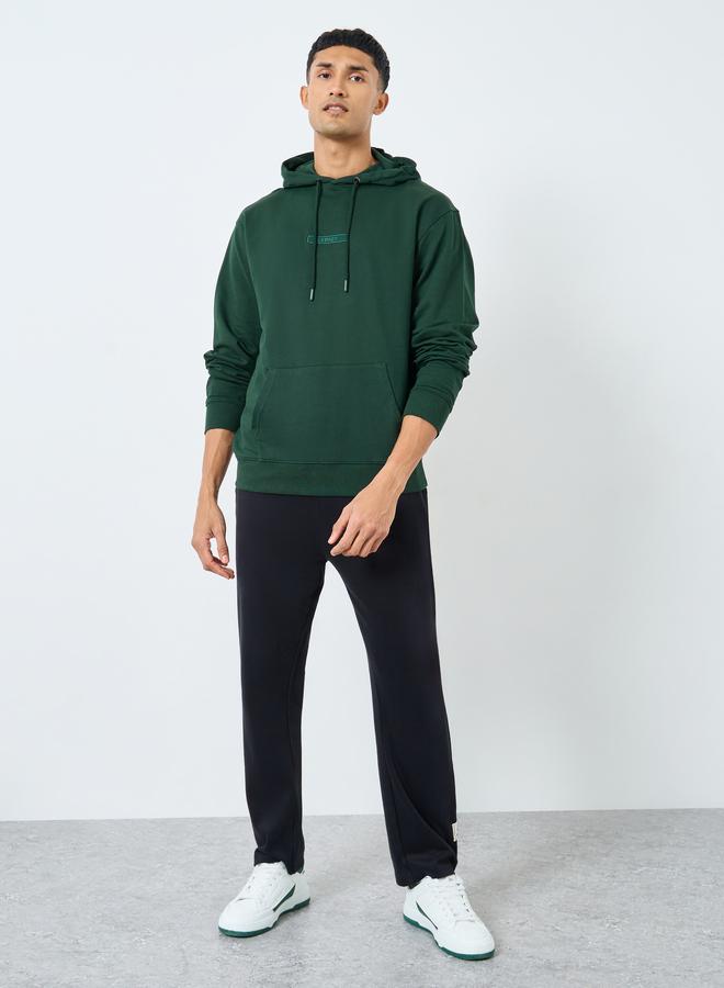 Styli Men Embroidered Green Relaxed Fit Hoodie - Image 2