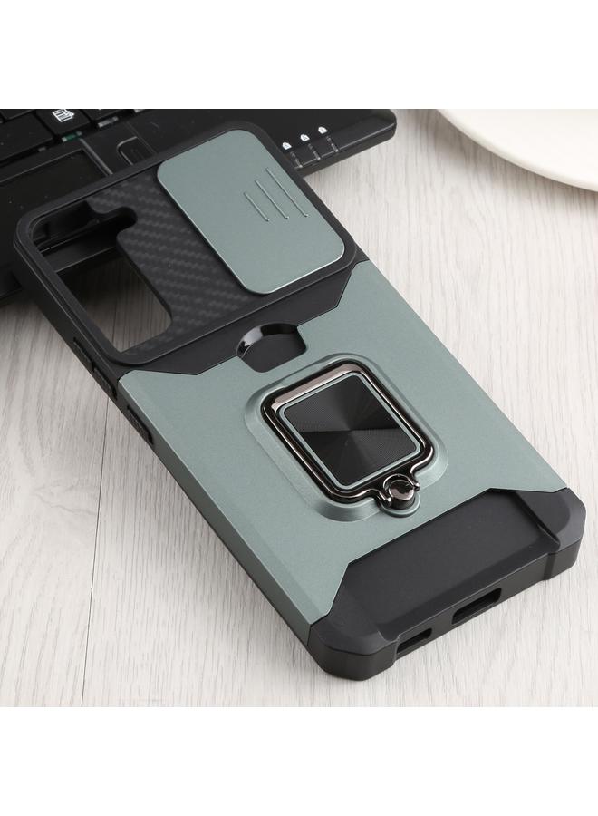 S-TOP Case For Samsung Galaxy S22+ 5G Sliding Camera Cover Design PC + TPU Shockproof Phone Case with Ring Holder & Card Slot - Image 2
