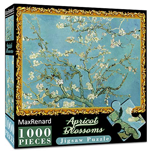 MaxRenard 1000 Pieces Jigsaw Puzzle Game Oil Painting Almond Blossom - Image 1