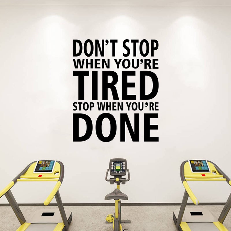 SEATUNE Dont Stop When Youre Tired Motivational Quotes Yoga Sports Inspirational Wall Decals Gym Bedroom Living Room Dorm Home Vinyl Art 15X18