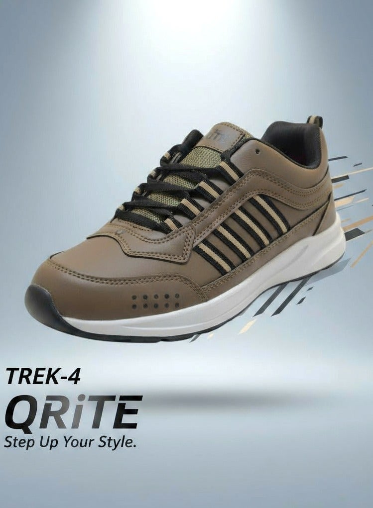 أحذية QRiTE TREK-4 الرياضية للرجال | بني وأسود مع نعل أبيض - Image 4
