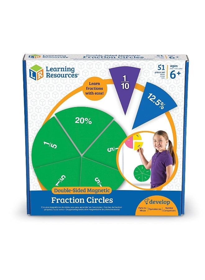 Learning Resources Magnetic Demo Fraction Circles (9-Piece Set, 18Cm, Multi-Color) - Image 1