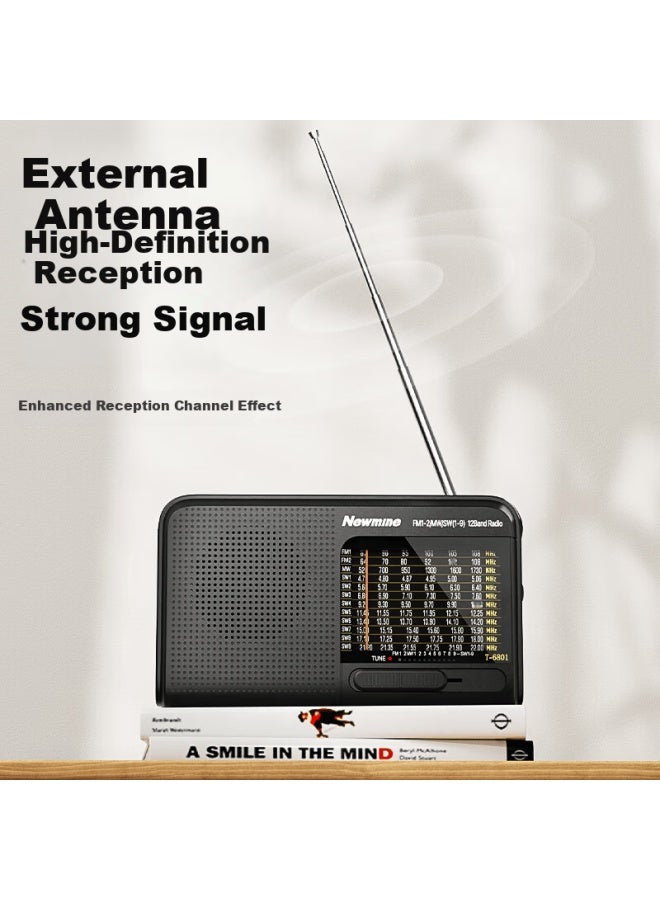 Newmine T-6801 Multi-band Semiconductor Radio Elderly Dedicated Opera Player Rechargeable Portable Mini With Headphone Jack - Image 1