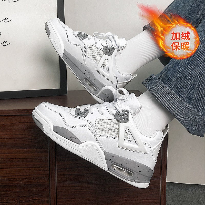 Cotton Shoes 5 Colors Optional Fleece-Lined Air Cushion Couple Casual Shoes Versatile Fashion Hong Kong Style Ins Super Popular White Shoes - Image 1