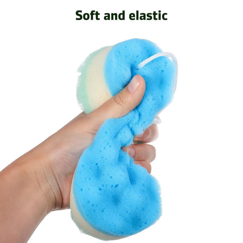 Triple Layer Seaweed Exfoliating Shower Sponges 4 Pack Soft Bath Scrubbers For Gentle Skin Cleansing - Image 5