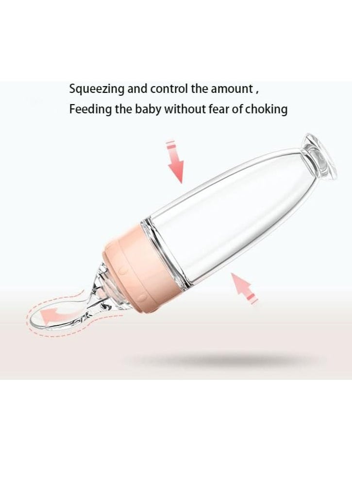 Baby Feeding Bottle With Spoon,Weaning Bottle,Food Feeder,Squeeze Bottle