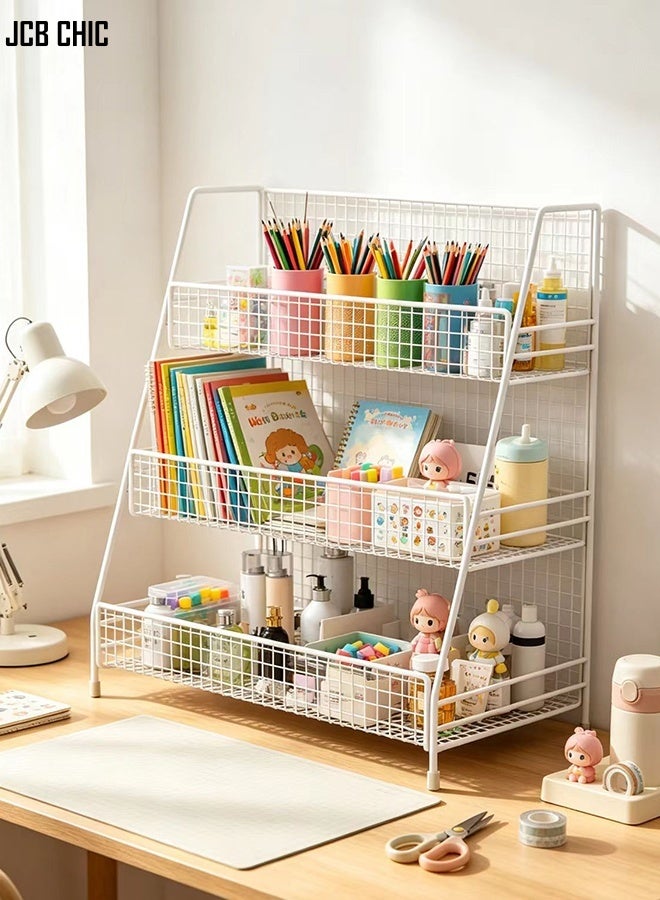 3‑Tier Metal Wire Countertop Storage Organizer, Makeup Organizer Shelf, Multipurpose Storage Rack ，Space‑Saving Kitchen Spice Rack for Bathroom Kitchen Bedroom