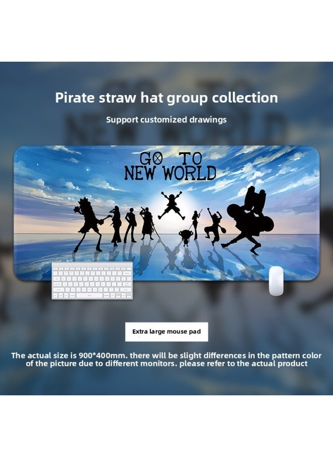 One Piece Animation Second Dimension Super Large Mouse Pad Thickened Table Pad Side Office Game Learning Internet Cafe E-Sports Self-Selling-Color:400*900*3mm Overlock-Pattern:Nika, The Sun God