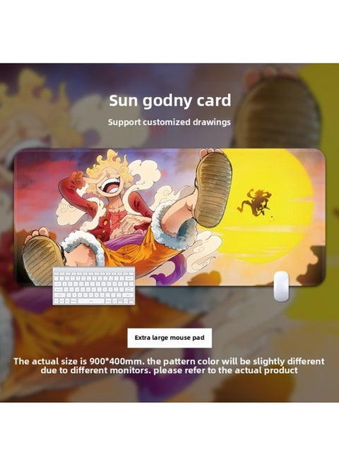 One Piece Animation Second Dimension Super Large Mouse Pad Thickened Table Pad Side Office Game Learning Internet Cafe E-Sports Self-Selling-Color:400*900*3mm Overlock-Pattern:Nika, The Sun God