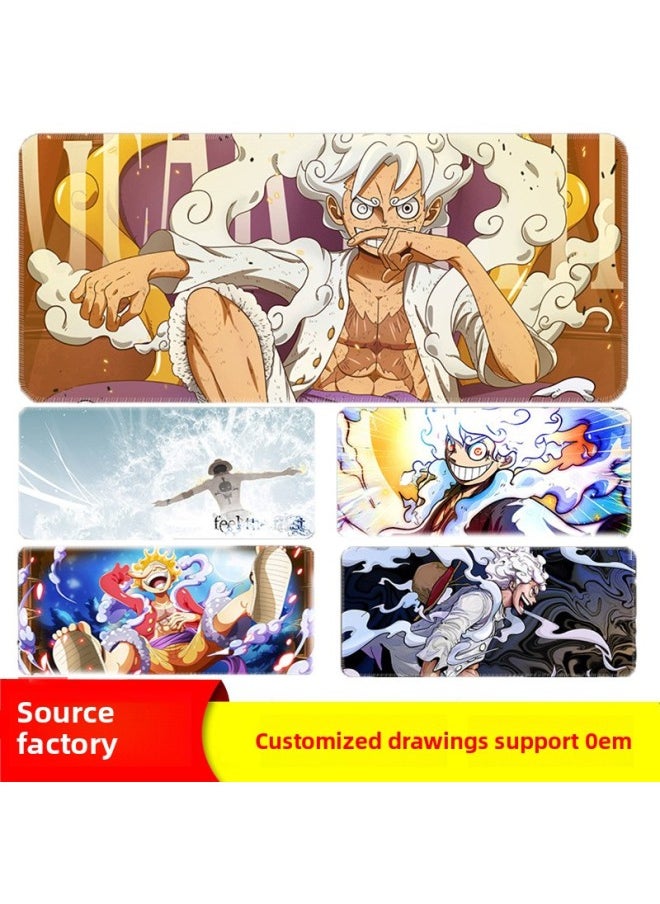 One Piece Animation Second Dimension Super Large Mouse Pad Thickened Table Pad Side Office Game Learning Internet Cafe E-Sports Self-Selling-Color:400*900*3mm Overlock-Pattern:Nika, The Sun God