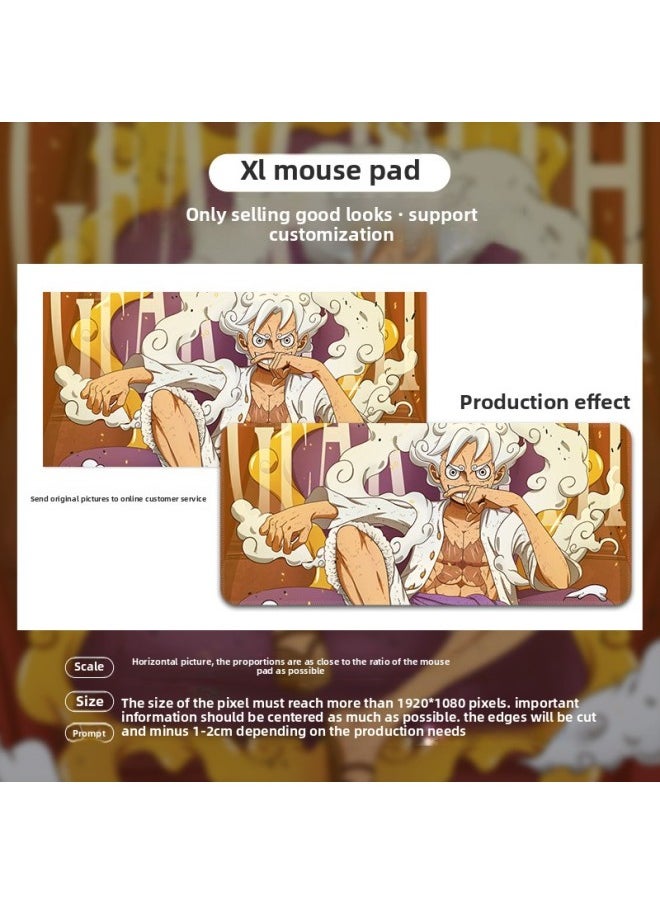 One Piece Animation Second Dimension Super Large Mouse Pad Thickened Table Pad Side Office Game Learning Internet Cafe E-Sports Self-Selling-Color:400*900*3mm Overlock-Pattern:Nika, The Sun God