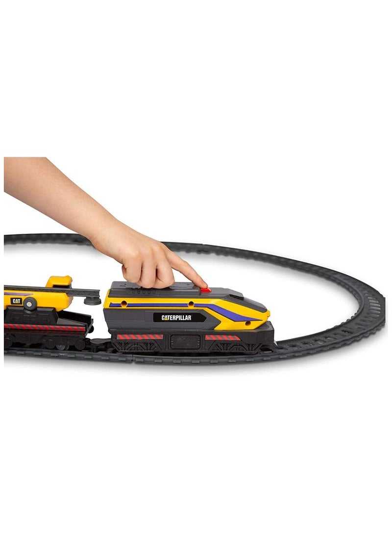 CATERPILLAR CAT Little Machine Power Tracks Train Set with 2 Mini Construction Vehicle , Battery Operated | Motorized Train Engine with Realistic Lights & Sounds | Gift for Kids - Image 2
