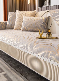 GOOTOY Anti-Slip Sofa Cover Jacquard Plush Couch Covers High-End Furniture Cushions For All Seasons 90x210cm Grey  - Image 2