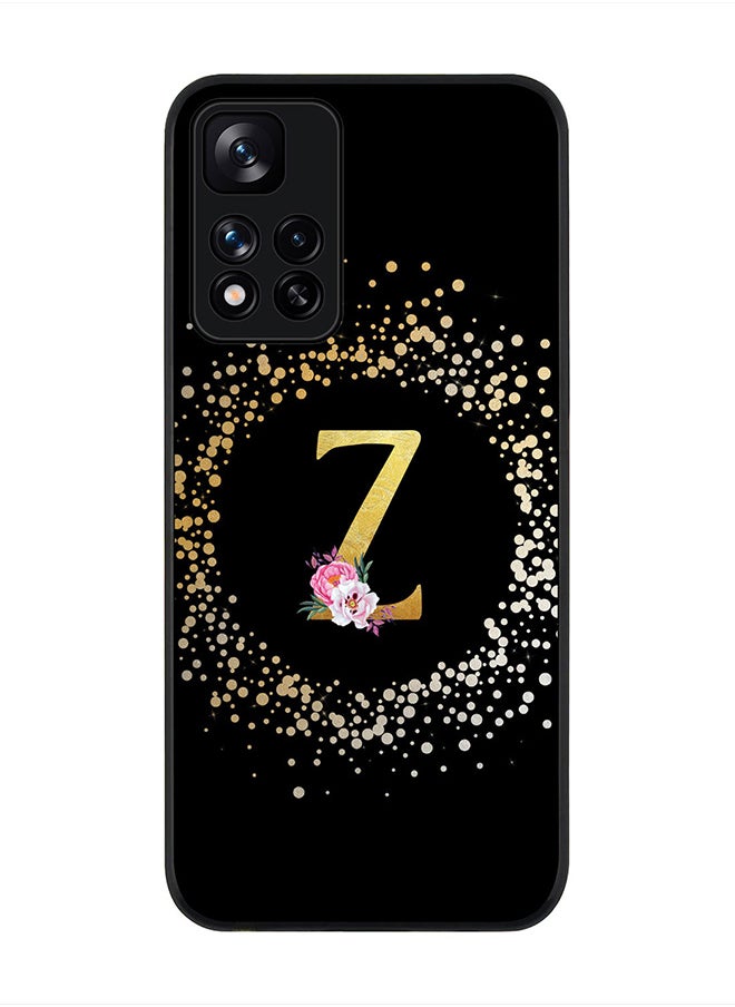 Stylizedd - Rugged Black Edge Case for Redmi Note 11 Pro Plus 5G, Slim fit Thin Cover Custom Monogram Initial Letter Floral Pattern Alphabet - Z(Black) - Image 1