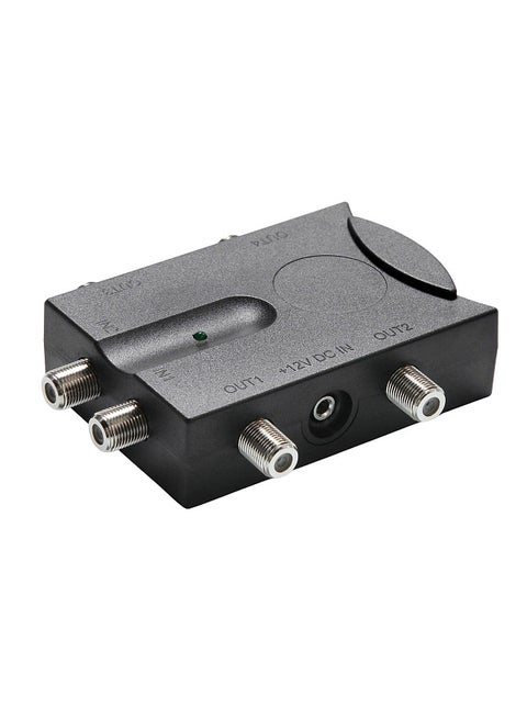 Bi-directional TV Amplifier 2 Inputs TV Antenna Signal Booster with 4 Outputs Low Noise TV Signal Splitter Antenna Signal Booster with Reverse Path