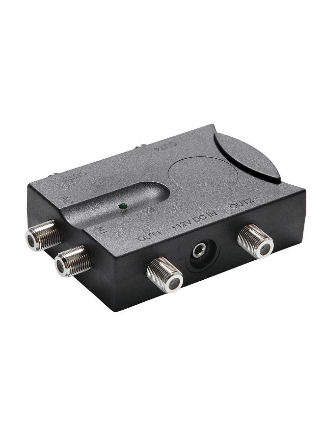 Bi-directional TV Amplifier 2 Inputs TV Antenna Signal Booster with 4 Outputs Low Noise TV Signal Splitter Antenna Signal Booster with Reverse Path