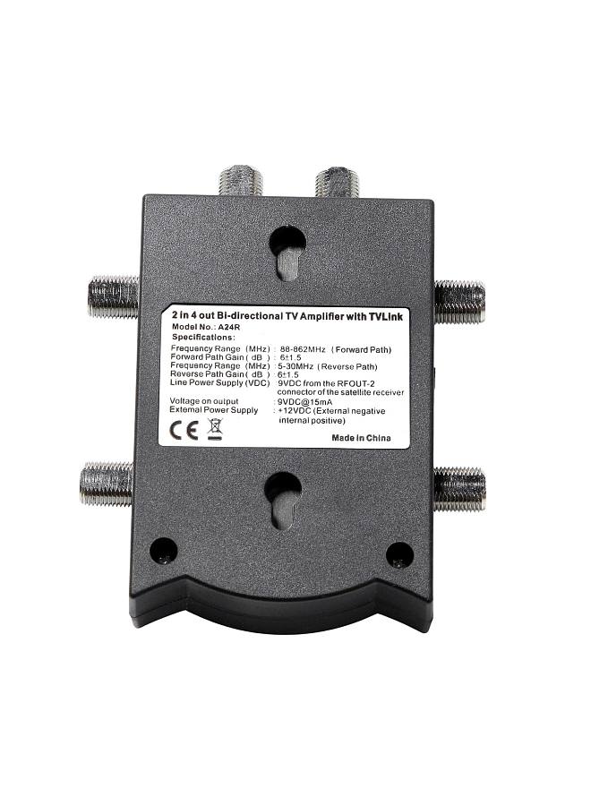 Bi-directional TV Amplifier 2 Inputs TV Antenna Signal Booster with 4 Outputs Low Noise TV Signal Splitter Antenna Signal Booster with Reverse Path