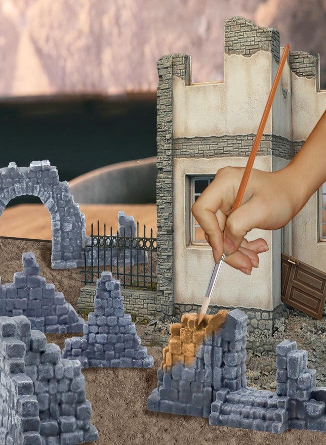 Warmtree Ruined Stone Walls Set，Terrain Scenery for Tabletop 28mm Miniatures Wargame，Fairy House Diorama Accessories DIY Craft - Image 5