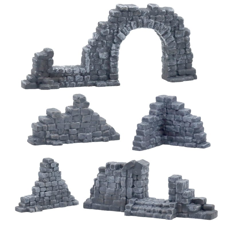 Warmtree Ruined Stone Walls Set，Terrain Scenery for Tabletop 28mm Miniatures Wargame，Fairy House Diorama Accessories DIY Craft - Image 1