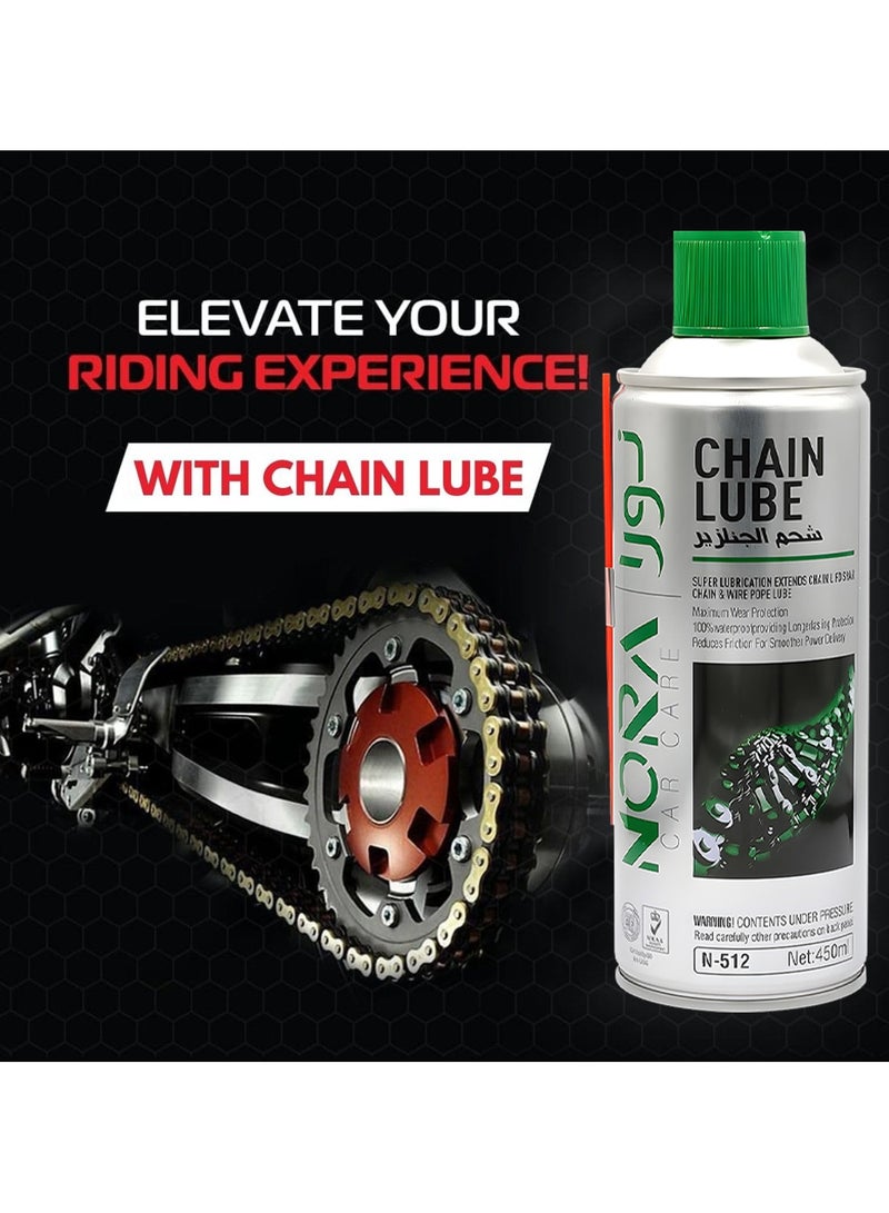 Nora Combo - Buy 2PC Chain Lube Spray 450ml N-512 - Anti-Rust, Long-Lasting Lubrication Chain Protection  - Image 3