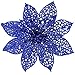Supla 24 Pack Christmas Blue Glitter Poinsettia Flowers Picks Christmas Tree Ornaments 5.9" Wide for Blue Christmas - Image 2