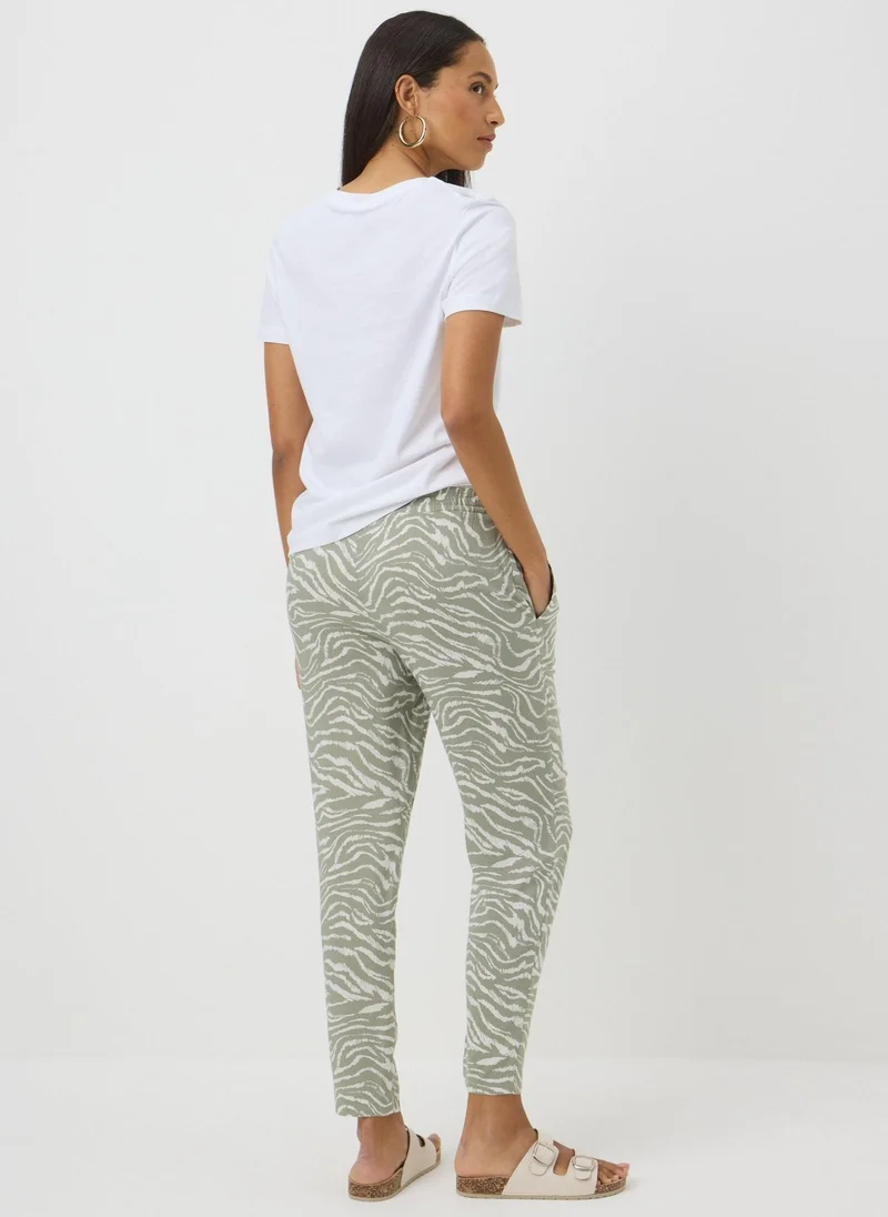 Matalan Sage Green Zebra Print Tapered Trousers
