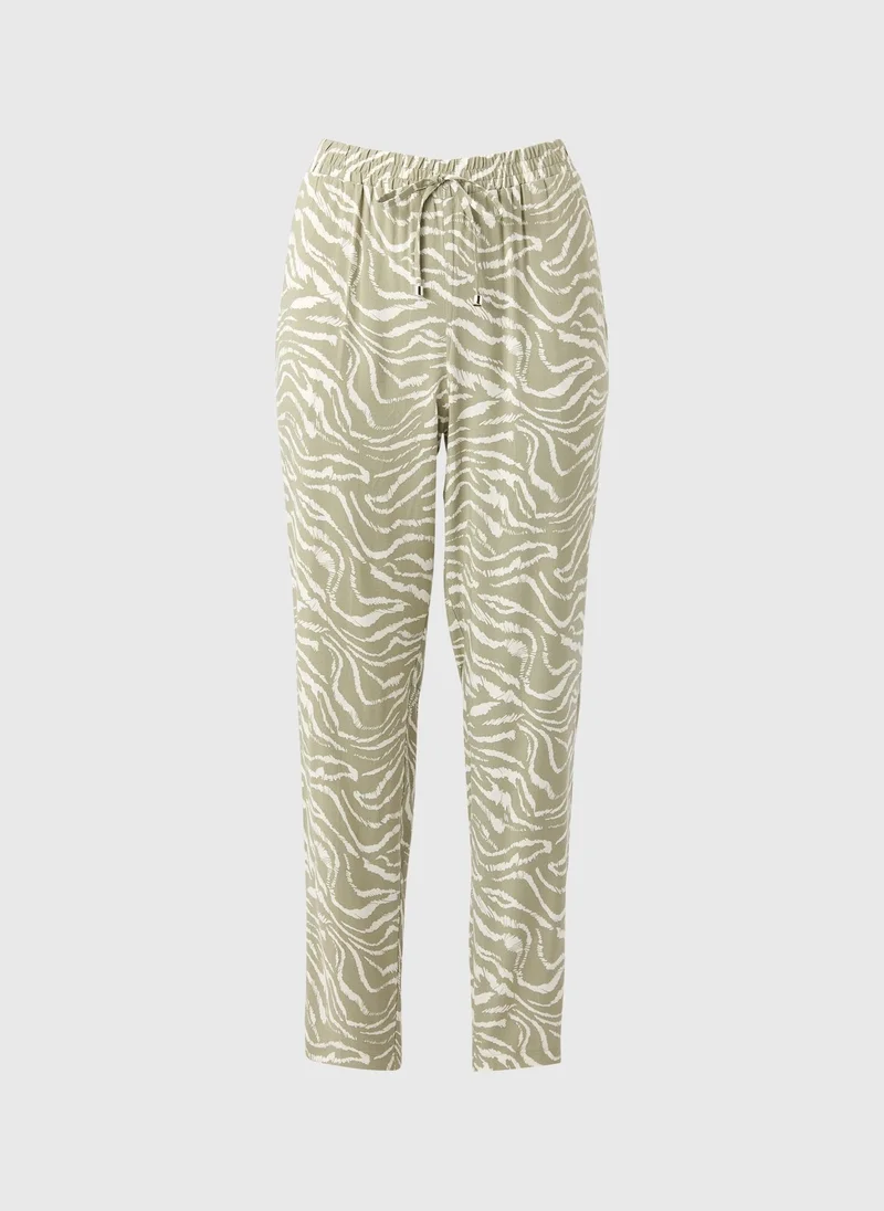 Matalan Sage Green Zebra Print Tapered Trousers