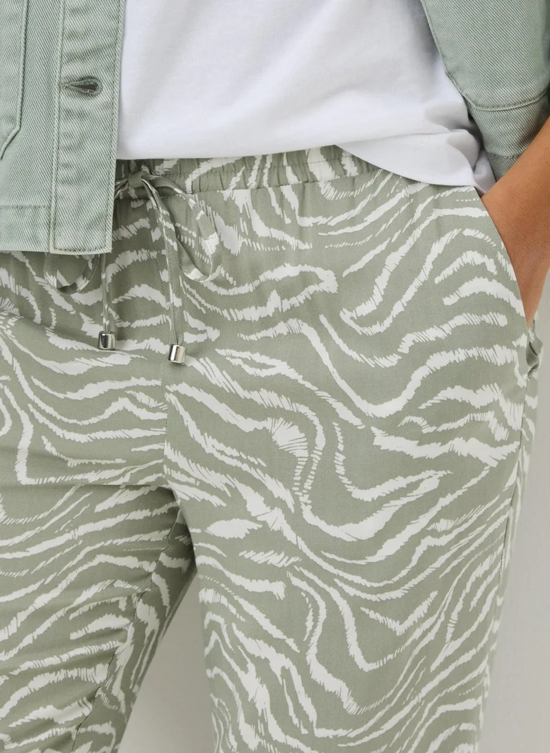 Matalan Sage Green Zebra Print Tapered Trousers