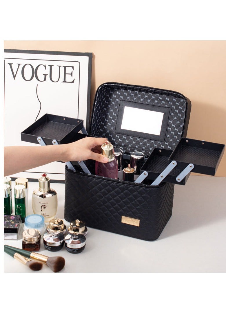 general Portable cosmetic bag Large capacity travel cosmetic case Multifunctional portable multi-layer desktop cosmetic storage box - Image 1