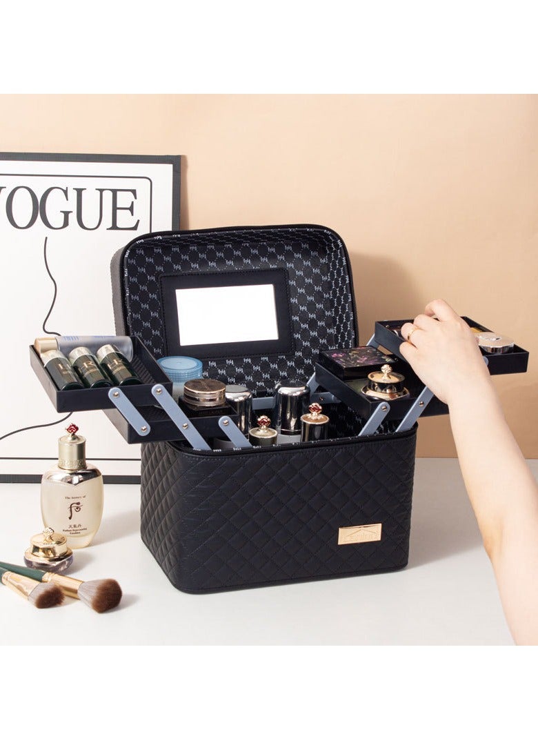 general Portable cosmetic bag Large capacity travel cosmetic case Multifunctional portable multi-layer desktop cosmetic storage box - Image 3