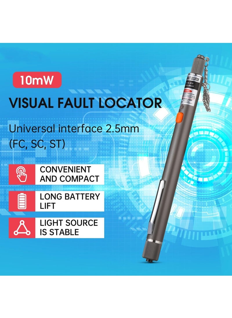 1pc 10MW 10KM Visual Fault Locator Fiber Optic VFL Fiber Optic Cable Tester with 1pc Singlemode 9/125um FC Male to LC Female Adapter - Image 5