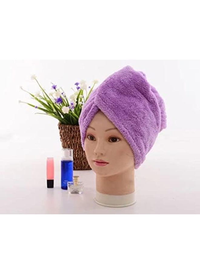 Generic Angel BeYOUty Microfiber Hair Dry Towel Wrap - Super Absorbent Drastically Reduce Hair Drying Time with Teddy Bear Button, 1 pc (Violet)  - Image 3