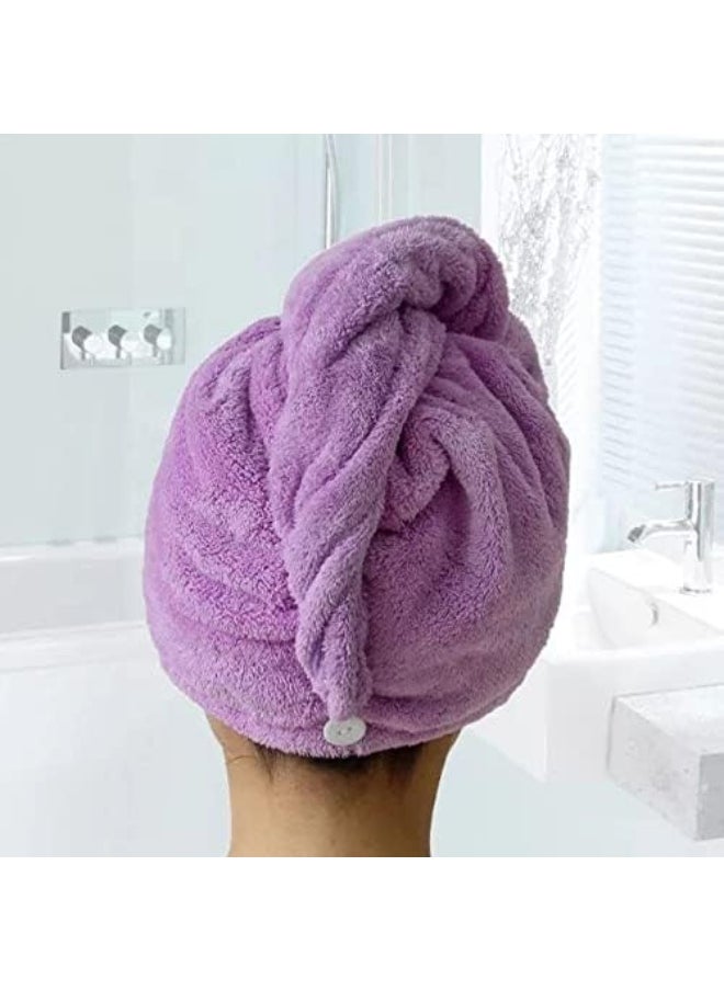 Generic Angel BeYOUty Microfiber Hair Dry Towel Wrap - Super Absorbent Drastically Reduce Hair Drying Time with Teddy Bear Button, 1 pc (Violet)  - Image 4