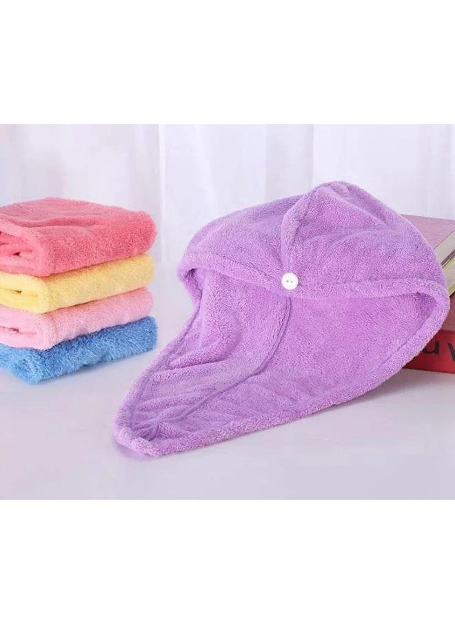 Generic Angel BeYOUty Microfiber Hair Dry Towel Wrap - Super Absorbent Drastically Reduce Hair Drying Time with Teddy Bear Button, 1 pc (Violet)  - Image 1