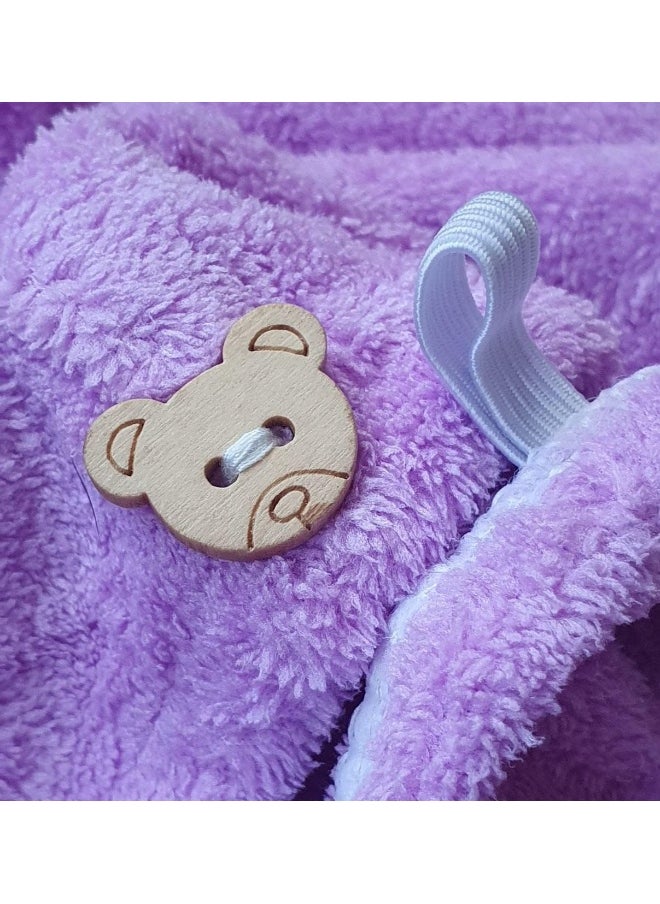 Generic Angel BeYOUty Microfiber Hair Dry Towel Wrap - Super Absorbent Drastically Reduce Hair Drying Time with Teddy Bear Button, 1 pc (Violet)  - Image 2