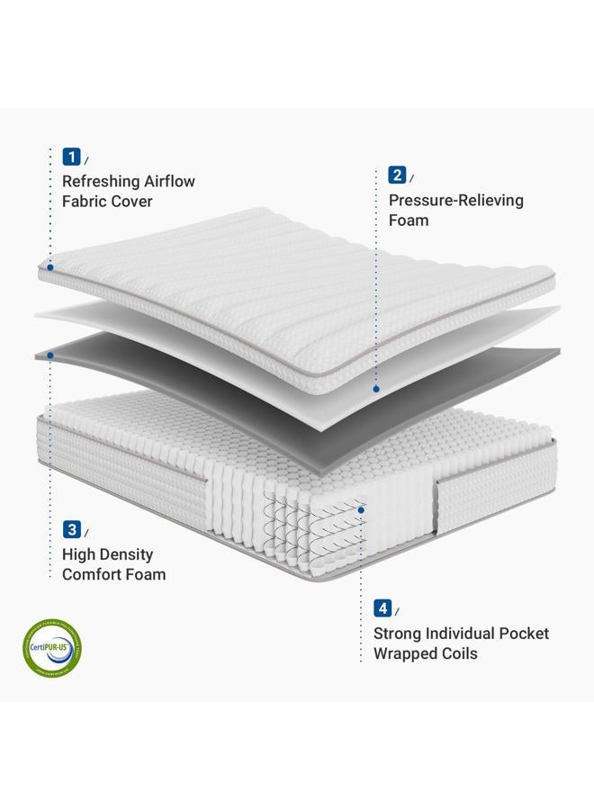 Avenco Queen Mattress 12 Inch in a Box, Queen Size Medium Plush Mattresses with Pocket Spring Smarts Coil Hybrid Colchones for Pressure Relief, CertiPUR-US Certified - Image 4