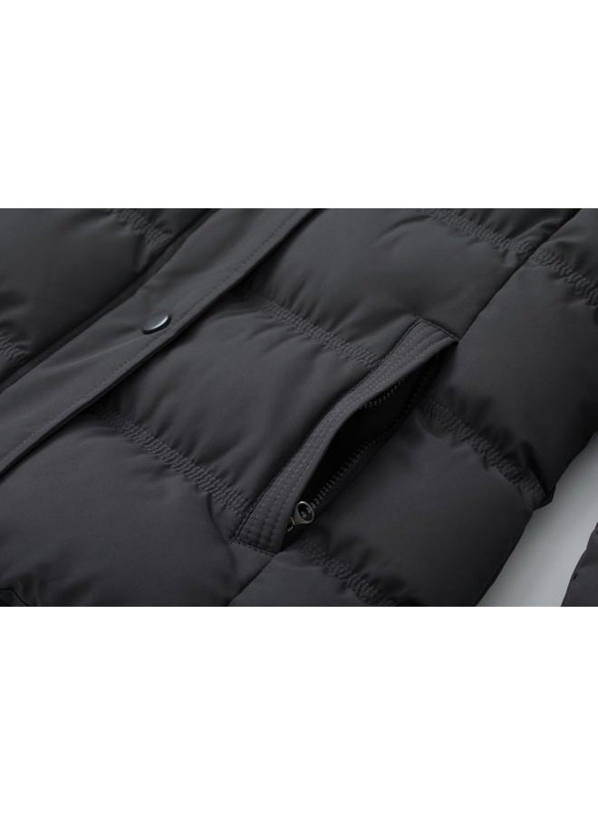 GGleaf Women's Plus Size Hooded Warm Winter Coat Quilted Thicken Puffer Jacket with Removable Fur Hood Dark Grey 3X - Image 2