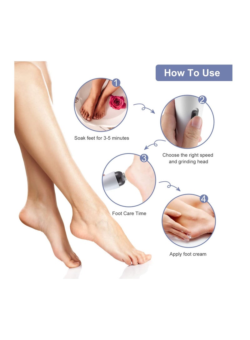 Excefore Electric Callus Remover for Feet, Pedicure Kit Rechargeable Foot File,Professional Pedicure Tools, Feet Scrubber Dead Skin,Foot Care kit with Alloy Grinding Head - Image 5