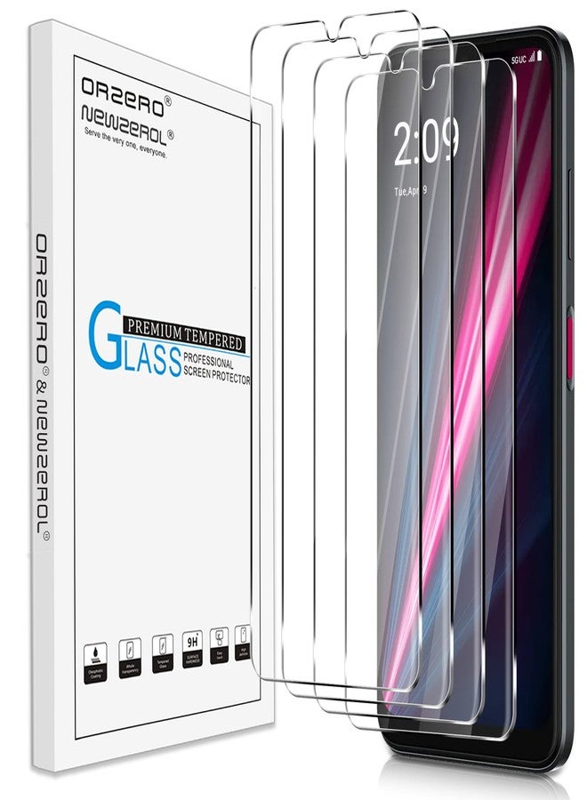 Orzero (4 Pack) Tempered Glass Screen Protector Compatible for T-Mobile REVVL 6x Pro 5G / REVVL 6 Pro 5G 6.82 inch, Protector De Pantalla 2.5D Arc Edges 9H HD Bubble-Free - Image 1