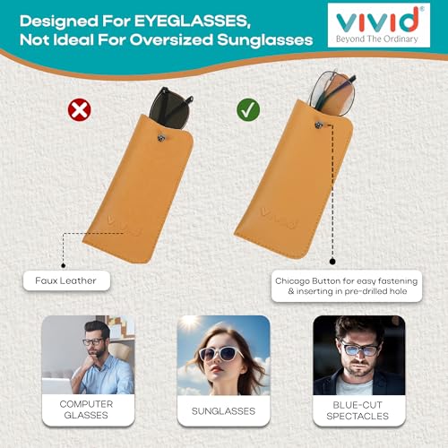 VIVID Vision Unisex Adult Lightweight Eyewear Specs Case Cover | Protect Eye Glasses | Chashma Dibbi | Spectacle Box | Open Flap | Artificial Leather | D-14 | Mustard - Image 3