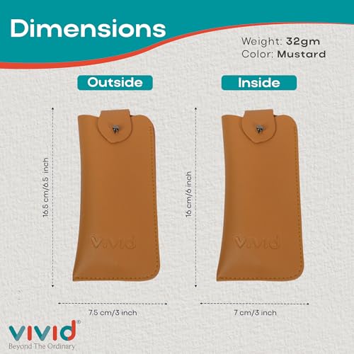 VIVID Vision Unisex Adult Lightweight Eyewear Specs Case Cover | Protect Eye Glasses | Chashma Dibbi | Spectacle Box | Open Flap | Artificial Leather | D-14 | Mustard - Image 2