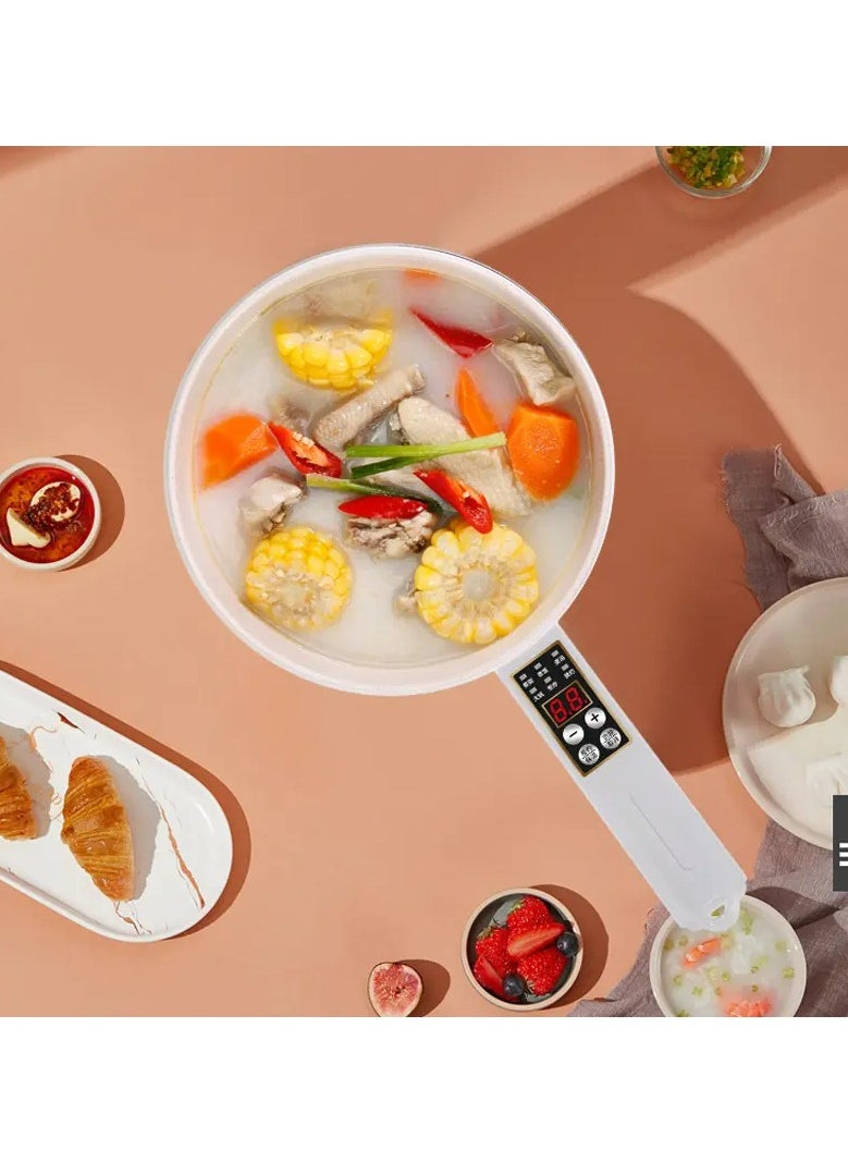Electric Hot Pot, Non-Stick Electric Cooking Pot, with Intelligent Temperature Control, White