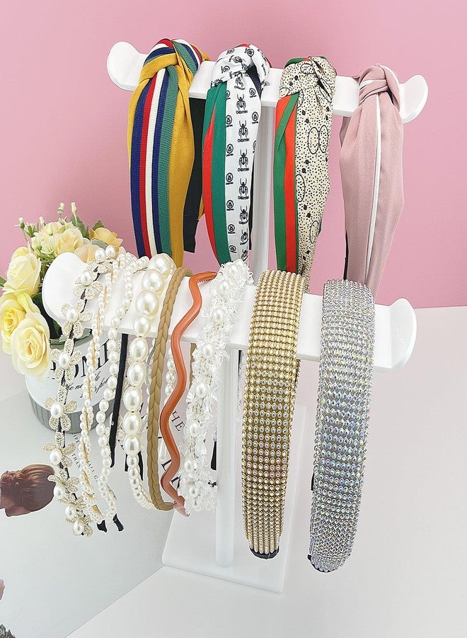 Bigfety Headband Holder, Acrylic Headband Organizer Stand, Hair Accessories Storage (2-Tier & 2-Panel) - Image 2