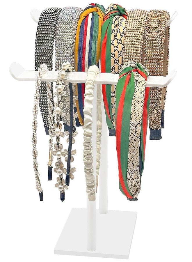 Bigfety Headband Holder, Acrylic Headband Organizer Stand, Hair Accessories Storage (2-Tier & 2-Panel) - Image 1