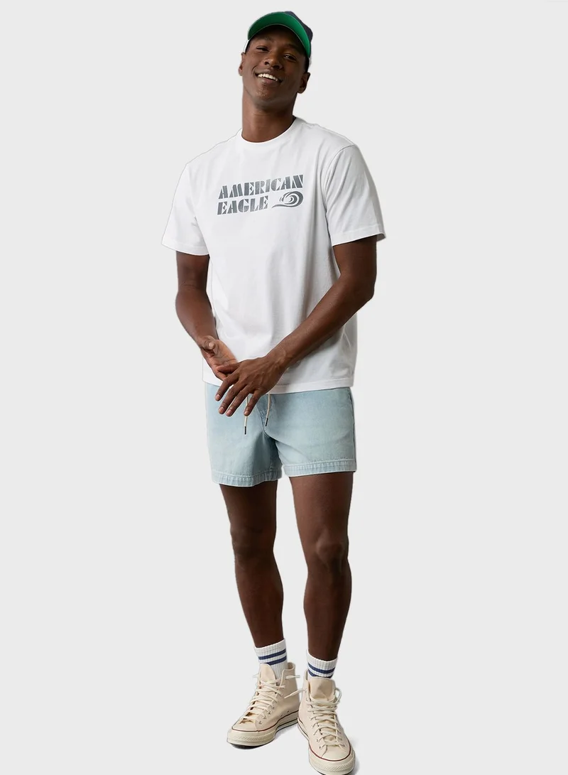 امريكان ايجل Logo Print Crew Neck T-Shirt